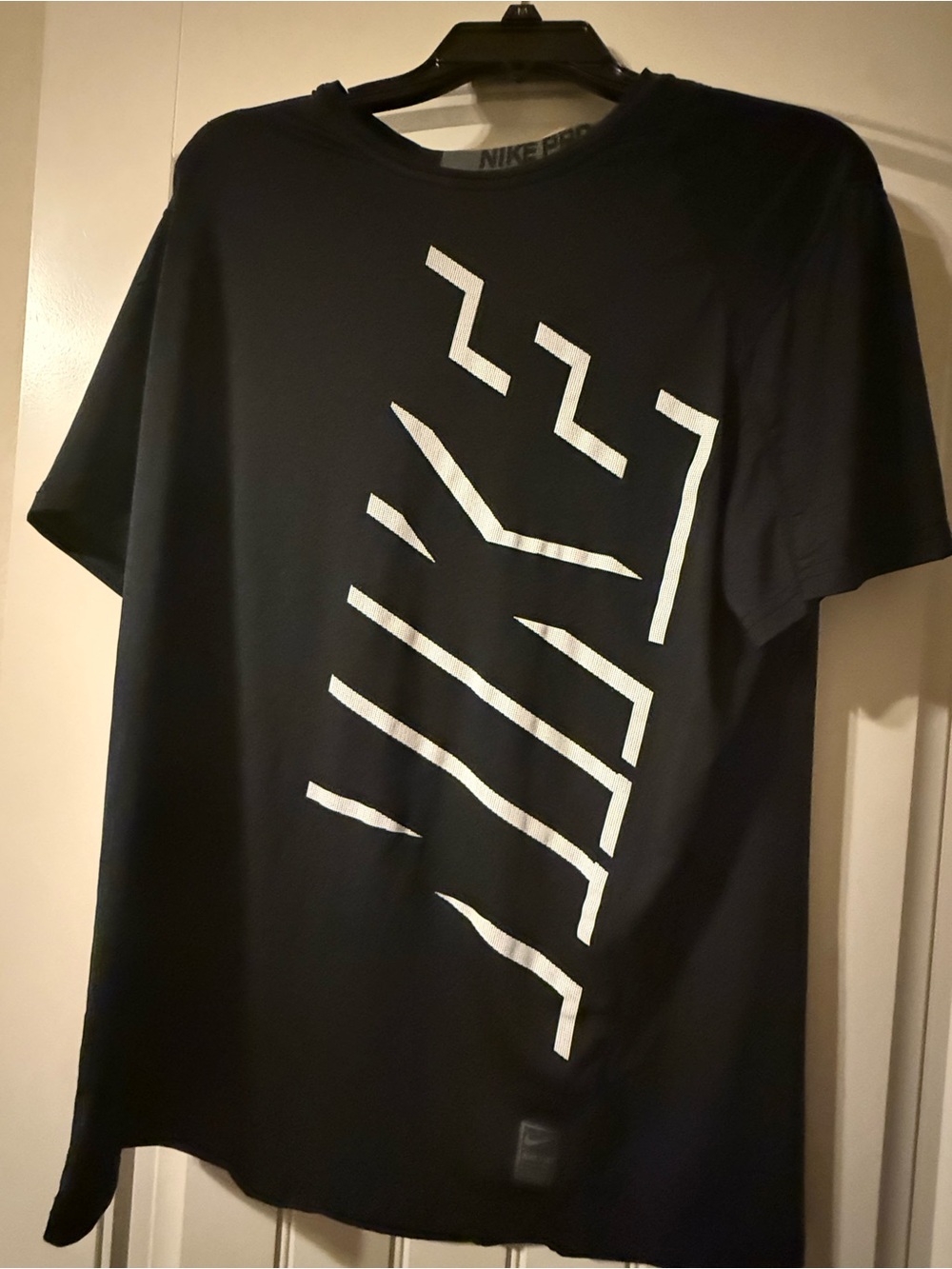 Nike Black Short-Sleeve Tee with White Diagonal Graphic